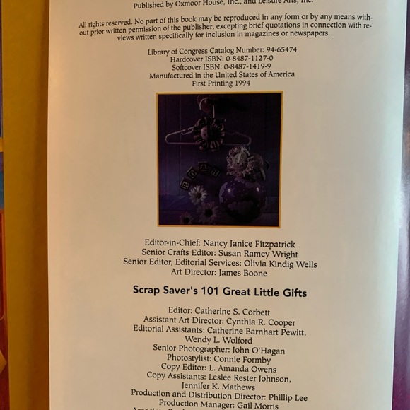 101 Great Little Gifts by Sandra Lounsbury Foose. Oxmoor House 1994 - Picture 2 of 6